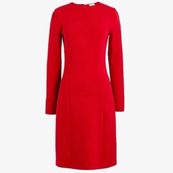 J. Crew Red Long Sleeve Stretch Ponte Knit Sheath Dress - Picture 3 of 8